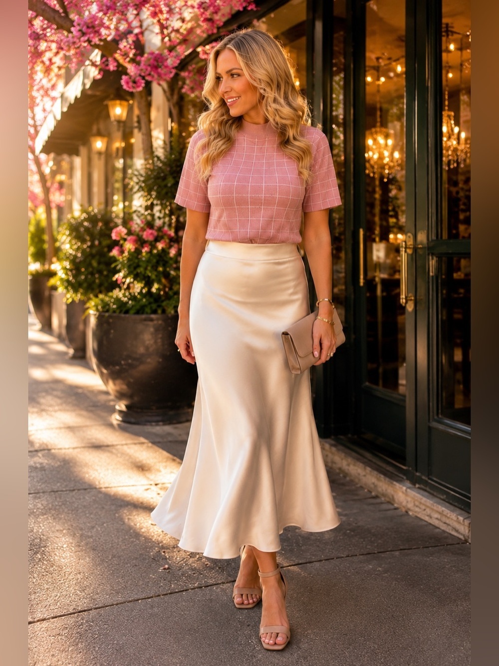 Anthropology Maeve Pink Windowpane Knit Top Size 2x